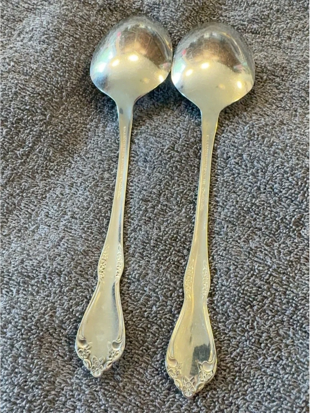 Wm A Rogers Oneida Mansfield Amadeus Stainless Serving Spoons Set of 2 Vintage